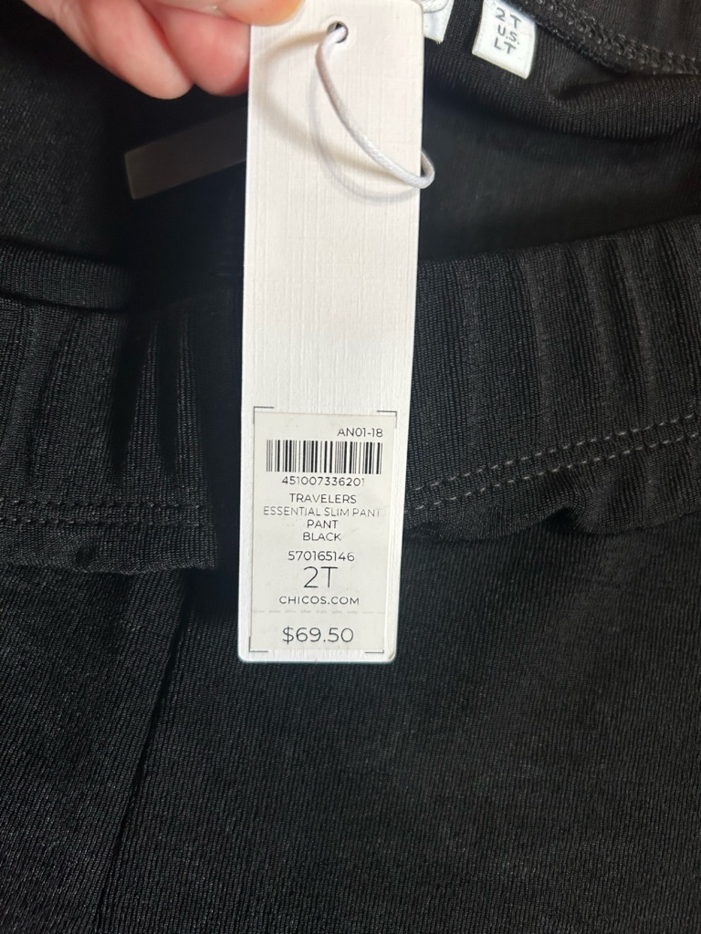Chico’s Travelers Essential Slim Pants Slinky Knit Women L Tall Black - Picture 9 of 10
